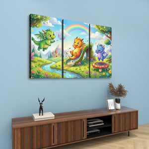 Playful Dragons Wall Art – 1, 3 & 5 Panel Canvas Print