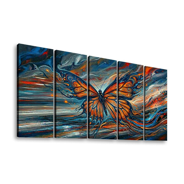 Wings of the Tempest Abstract Monarch Butterfly Canvas Wall Art | 1, 3 & 5 Panel Multi-Panel Print