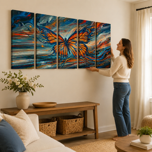 Wings of the Tempest – Abstract Monarch Butterfly Multi-Panel Canvas Art