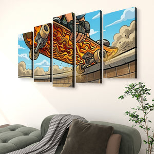 Kids Room Skateboard Canvas Wall Art – Bold Street Style Print | 1, 3 & 5 Panel