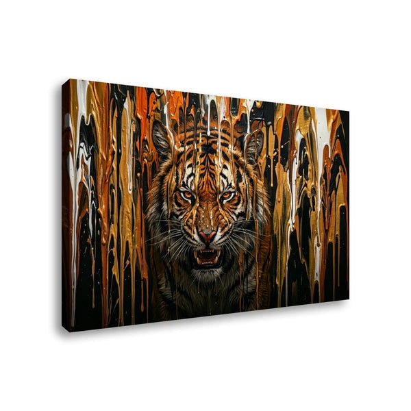 Tiger Bursting Through Dripping Paint Canvas Wall Art – Unleashed | Multi-Panel Wildlife Print