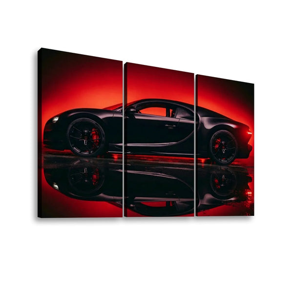 Bugatti Chiron Canvas Wall Art – Dark Reflection Supercar Print | 5-Panel Level Garage Décor