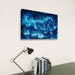 Blue Fire Horse — Abstract Original Canvas Wall Art