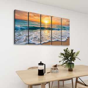 Golden Tide – Sunset Beach Surf Canvas Wall Art