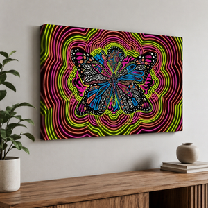 Neon Wings – Psychedelic Butterfly Multi-Panel 3 and 5 Panel Canvas Wall Art