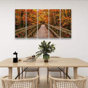 Autumn's Journey — Colorful Forest Path Canvas Wall Art | 1, 3 & 5 Panel