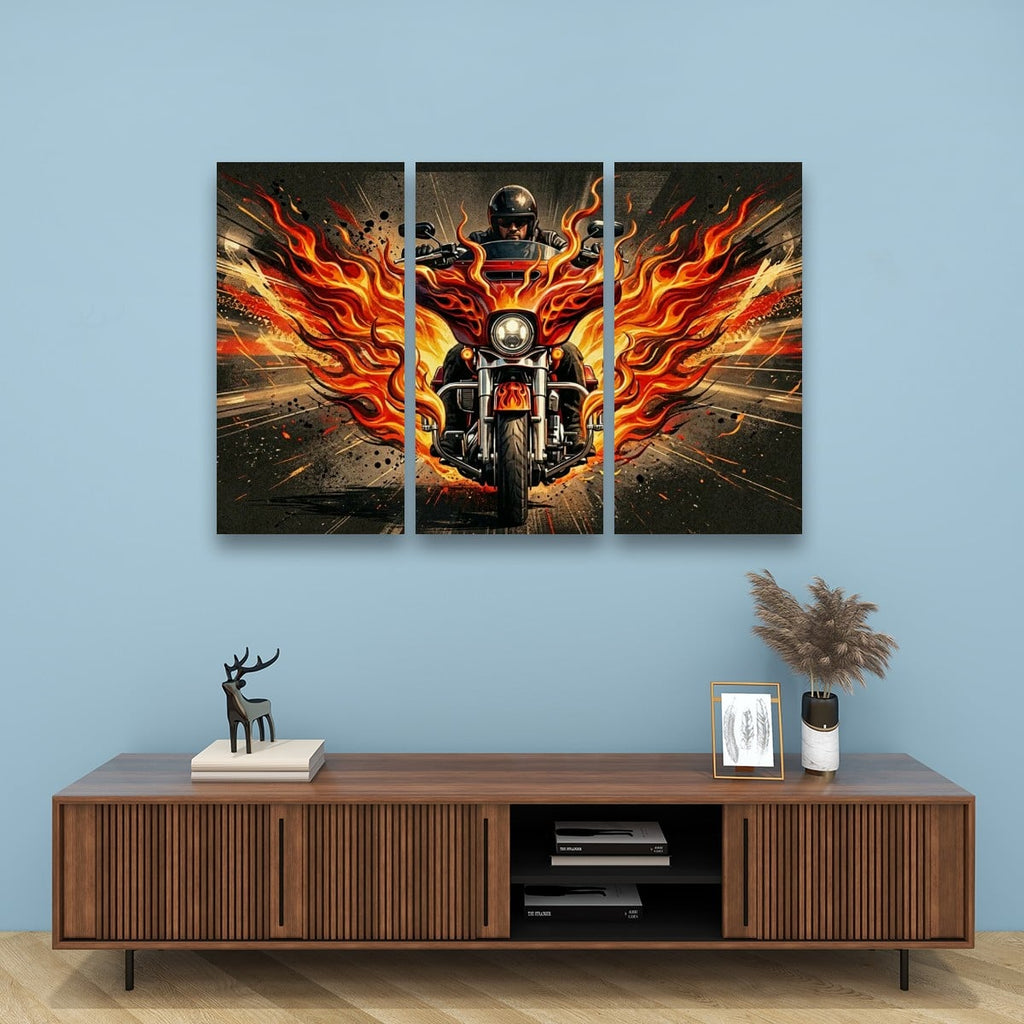 Custom Flame Paint Bagger Dresser Motorcycle Canvas Wall Art