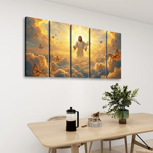 God Releasing Butterflies — Divine Grace at Sunrise Canvas Wall Art