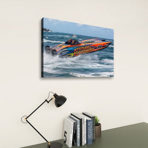 Attitude Adjustment – Twin-Engine Racing Boat 5-Panel Canvas Wall Art