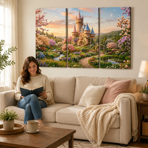 Magical Castle Canvas Wall Art for Kids – Enchanted Kingdom | 1, 3 & 5 Panel Kids Room Print