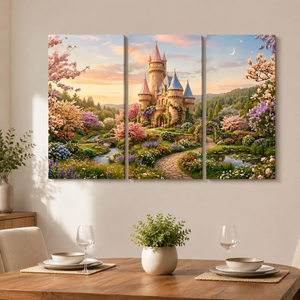 Magical Castle Canvas Wall Art for Kids – Enchanted Kingdom | 1, 3 & 5 Panel Kids Room Print