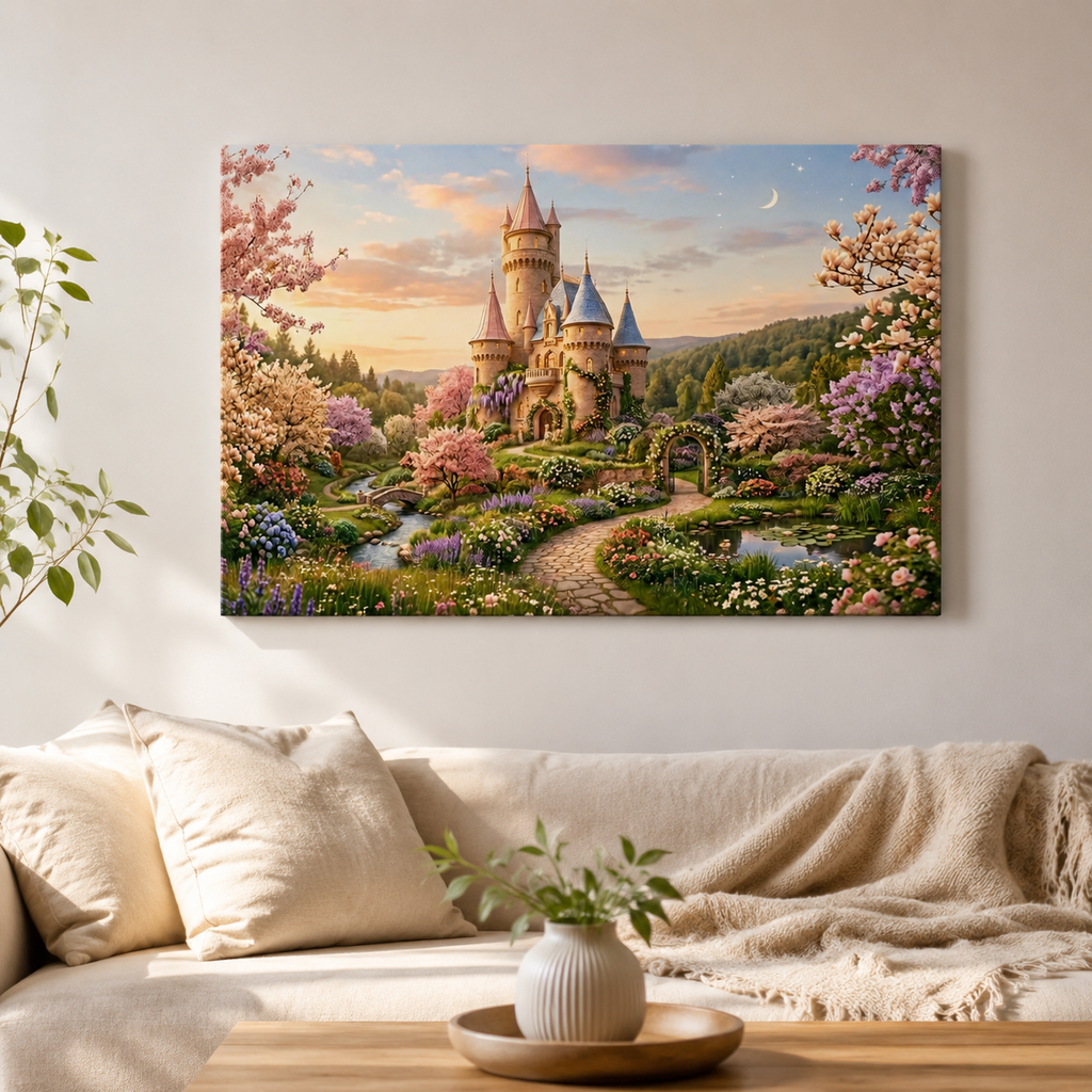 Magical Castle Canvas Wall Art for Kids – Enchanted Kingdom | 1, 3 & 5 Panel Kids Room Print