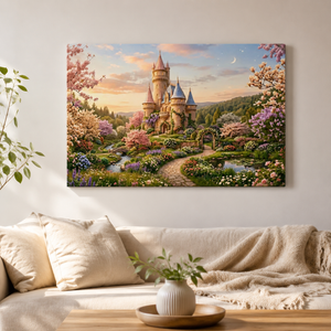 Magical Castle Canvas Wall Art for Kids – Enchanted Kingdom | 1, 3 & 5 Panel Kids Room Print