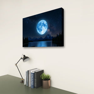 Blue Moon – Moonrise Over Water Canvas Wall Art