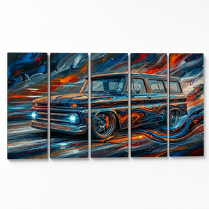 Liquid Chrome – Abstract 1966 Chevy Suburban Canvas Wall Art