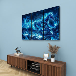Blue Fire Horse — Abstract Original Canvas Wall Art
