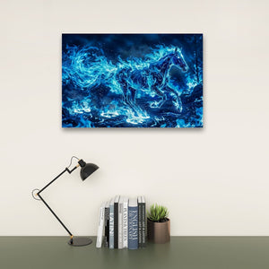 Blue Fire Horse — Abstract Original Canvas Wall Art