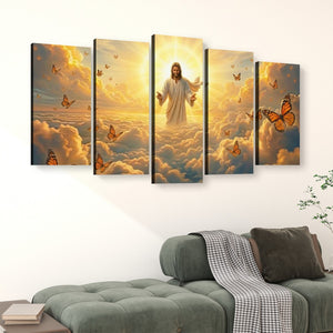 God Releasing Butterflies — Divine Grace at Sunrise Canvas Wall Art