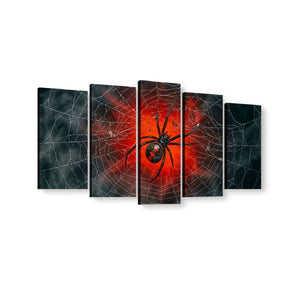 Black Widow Spider Web Canvas Wall Art — 5-Panel Level