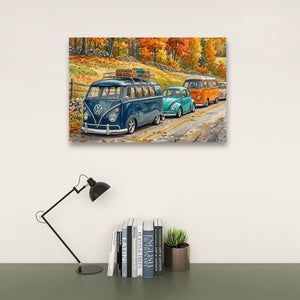Classic Volkswagen Parade | VW Watercolor 5-Panel Canvas Print