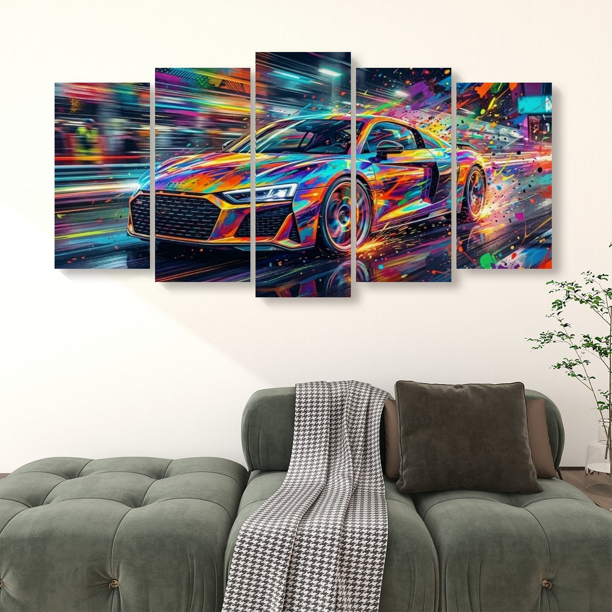 Supercar Abstract Multi-Color — 5-Panel Level Canvas Wall Art
