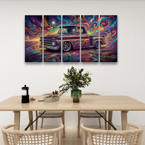 1966 Chevy C10 Stepside Shortbed – Abstract Fidelity 5-Panel Canvas Wall Art