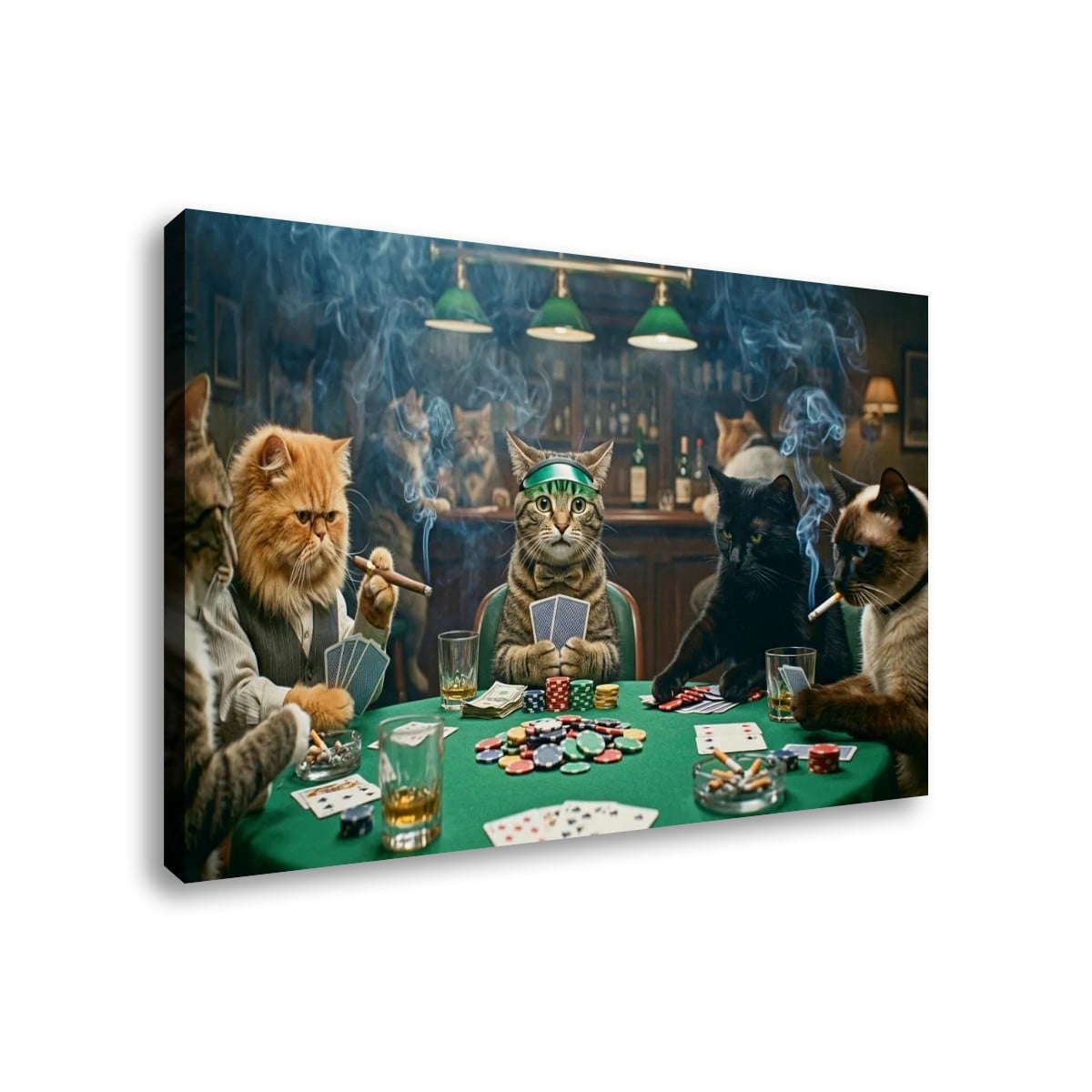 Poker Cats Playing Cards Canvas Wall Art – Multi-Panel Cat Decor