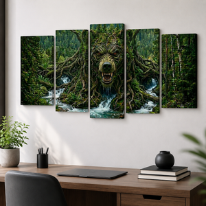 Forest Spirit Bear Canvas Wall Art – Where the Wild Becomes Art | 1, 3 & 5 Panel Wildlife Print