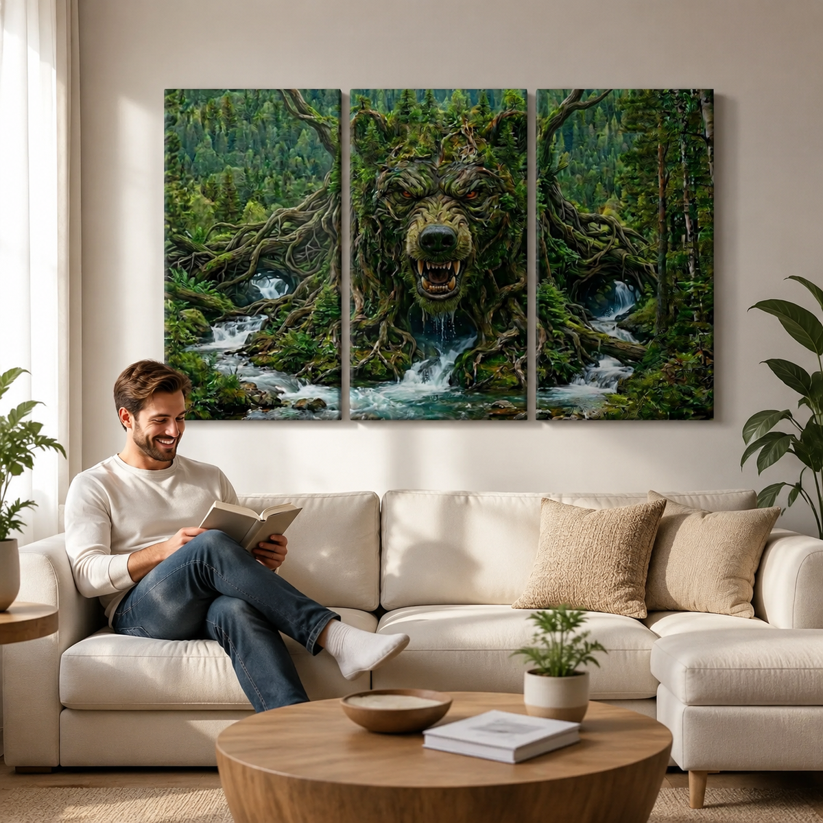 Forest Spirit Bear Canvas Wall Art – Where the Wild Becomes Art | 1, 3 & 5 Panel Wildlife Print
