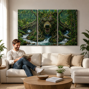 Forest Spirit Bear Canvas Wall Art – Where the Wild Becomes Art | 1, 3 & 5 Panel Wildlife Print