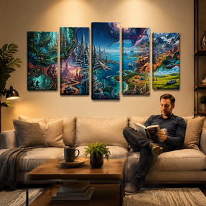 Gamer's Paradise Canvas Wall Art – Kids Gaming Print for Boys & Girls | 1, 3 & 5 Panel Bedroom Décor