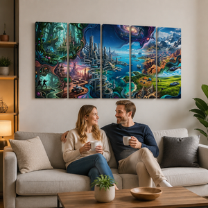 Gamer's Paradise Canvas Wall Art – Kids Gaming Print for Boys & Girls | 1, 3 & 5 Panel Bedroom Décor