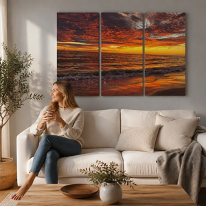 Indian Rocks Beach Florida Sunset Canvas Wall Art | 1, 3 & 5 Panel Staggered Coastal Print