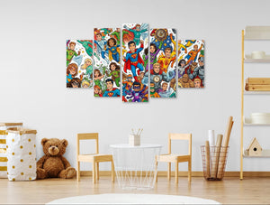 Kids Superhero Wall Art – 1, 3 & 5 Panel Canvas Print for Boys & Girls