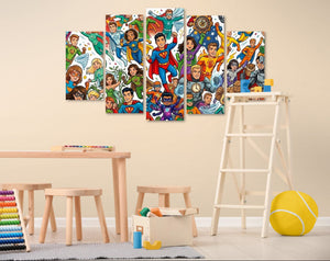 Kids Superhero Wall Art – 1, 3 & 5 Panel Canvas Print for Boys & Girls