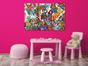 Kids Superhero Wall Art – 1, 3 & 5 Panel Canvas Print for Boys & Girls