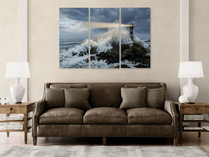 Stormy Lighthouse Canvas Wall Art | 1, 3 & 5 Panel