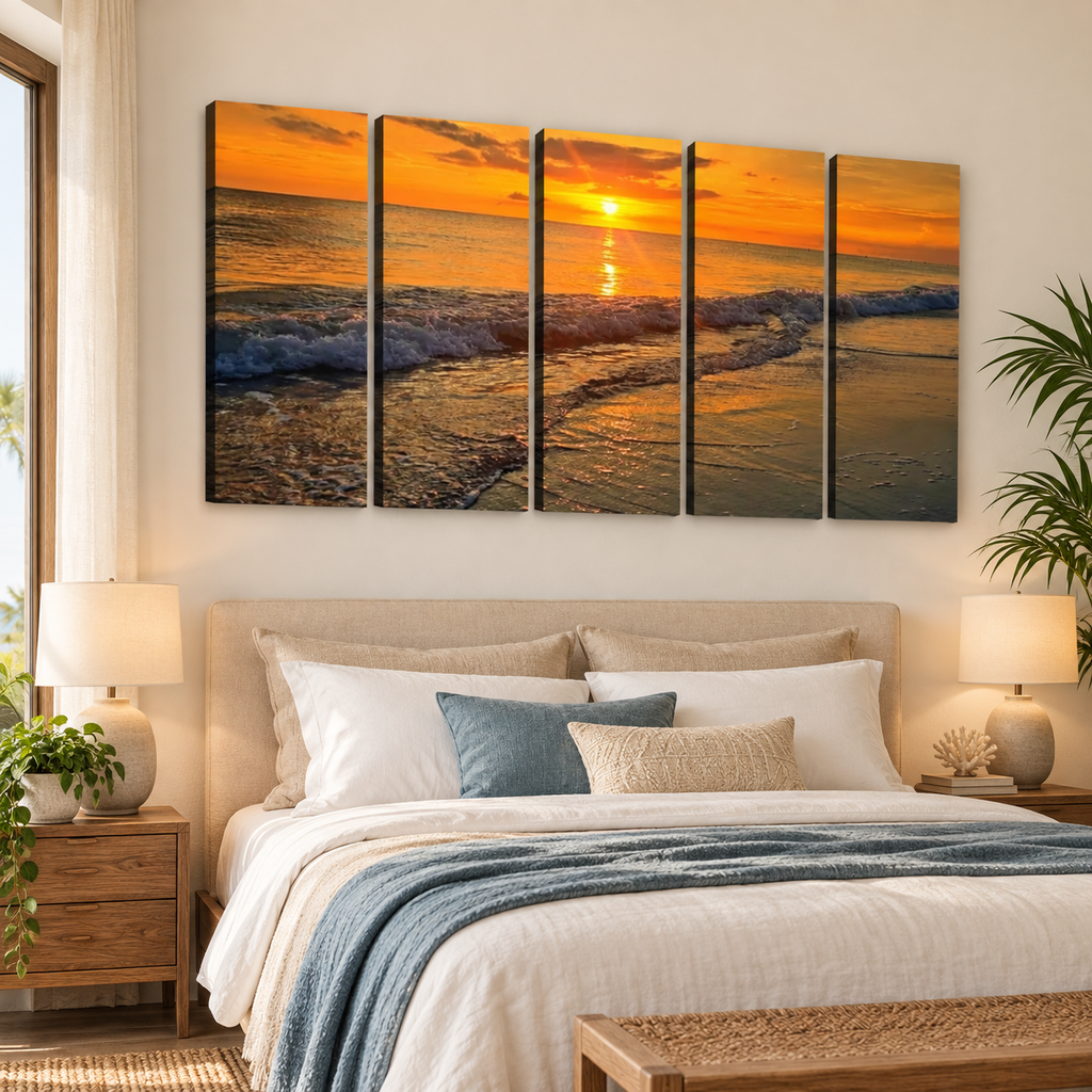Madeira Beach Florida Sunset Rolling Waves Gulf of America Split Canvas Panel Wall Art