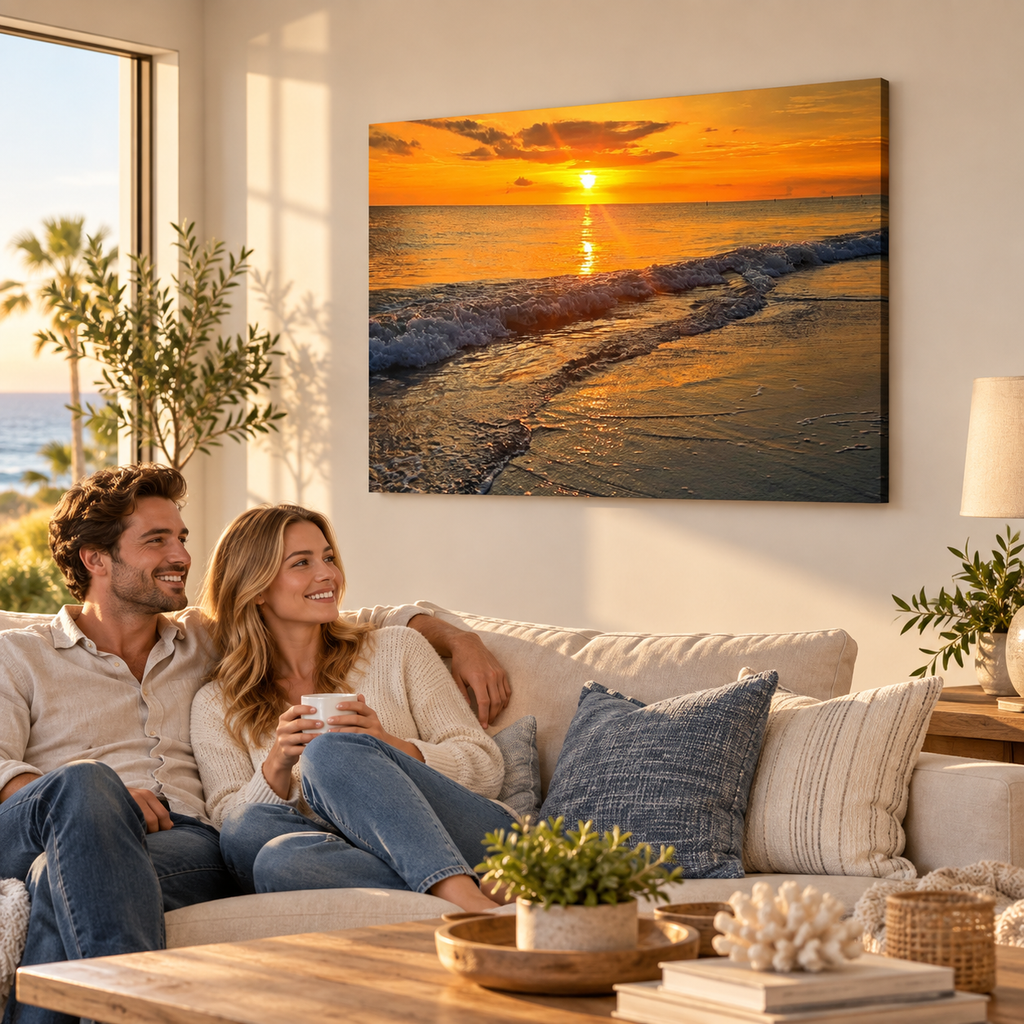 Madeira Beach Florida Sunset Rolling Waves Gulf of America Split Canvas Panel Wall Art