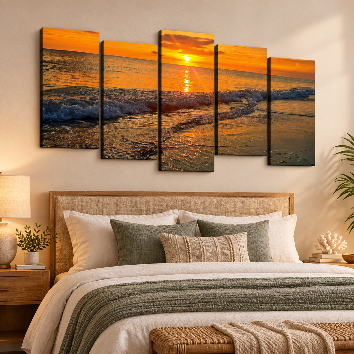 Madeira Beach Florida Sunset Rolling Waves Gulf of America Split Canvas Panel Wall Art