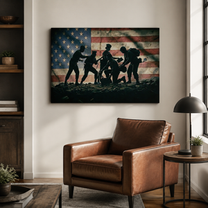 Defenders of Freedom Canvas Wall Art – Vintage US Flag Light Version | 1, 3 & 5 Panel Patriotic Print