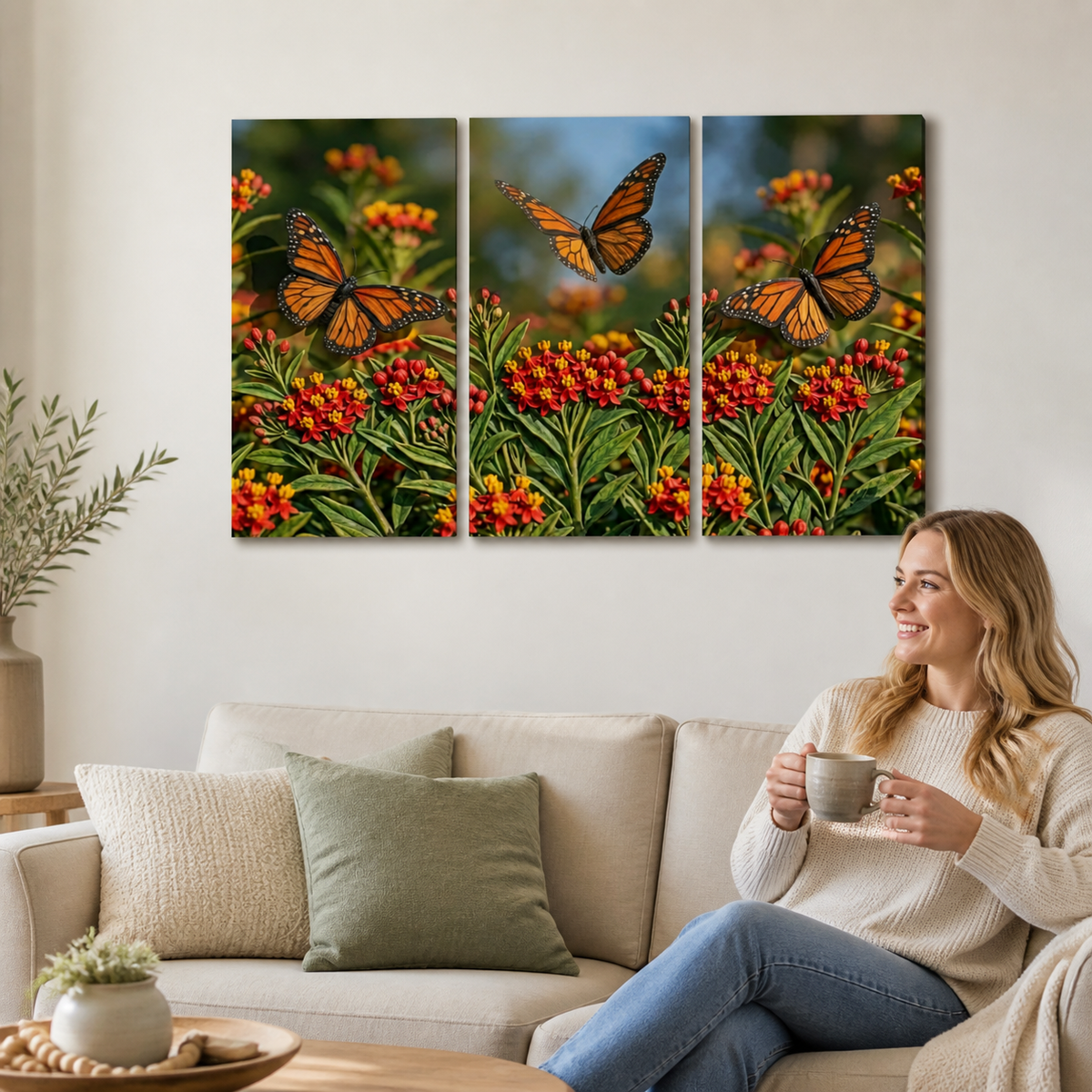 Monarch Butterfly Garden — 3D Milkweed Canvas Wall Art