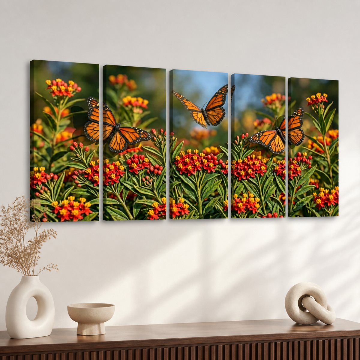 Monarch Butterfly Garden — 3D Milkweed Canvas Wall Art