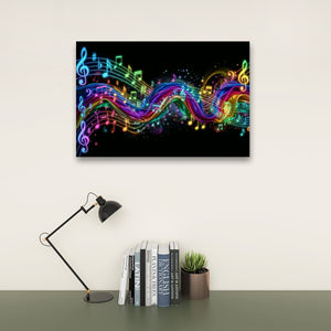Multi-Colored Abstract Musical Notes Canvas Wall Art — 5-Panel Level