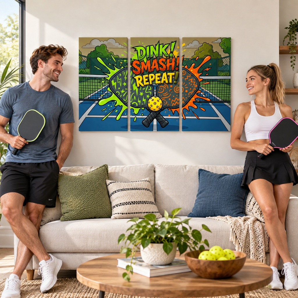 Pickleball 5-Panel Level Canvas Wall Art | Dink! Smash! Repeat!
