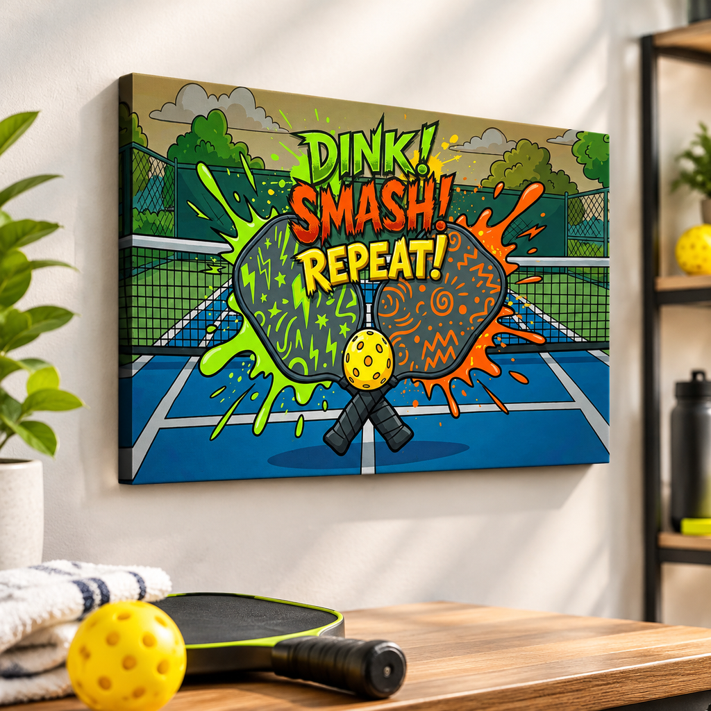 Pickleball 5-Panel Level Canvas Wall Art | Dink! Smash! Repeat!
