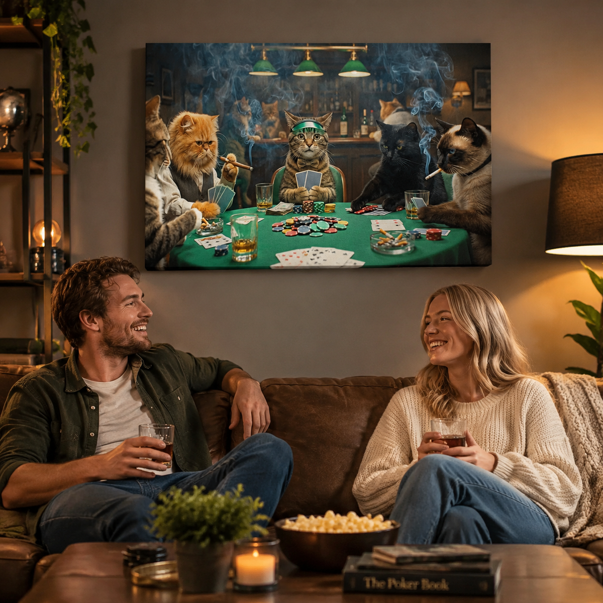 Poker Cats Playing Cards Canvas Wall Art – Multi-Panel Cat Decor