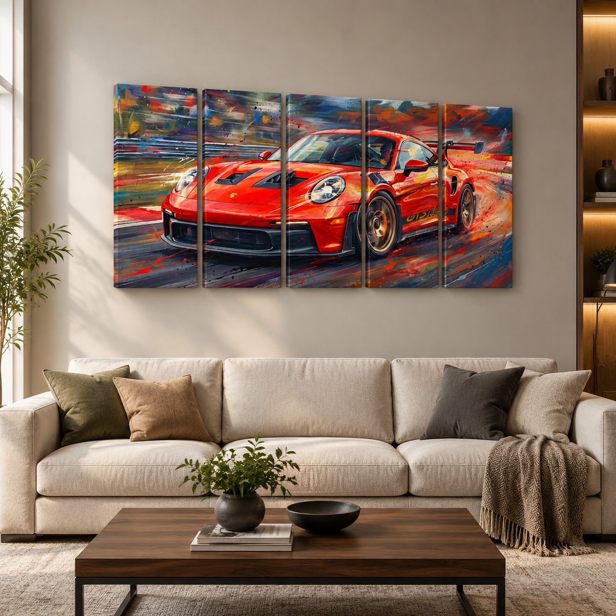 Porsche 911 GT3 Large Canvas Wall Art Mancave Garage Panel Print – 5-Panel Level