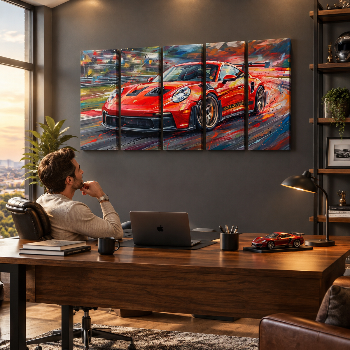 Porsche 911 GT3 Large Canvas Wall Art Mancave Garage Panel Print – 5-Panel Level
