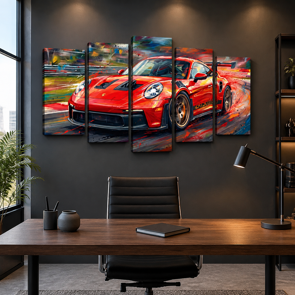 Porsche 911 GT3 Large Canvas Wall Art Mancave Garage Panel Print – 5-Panel Level